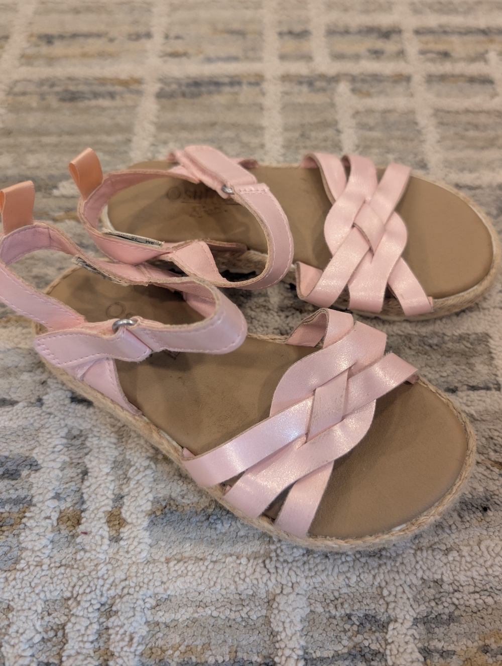 OSHKOSH B'gosh Sophia Girls Light Pink Braided Strap Sandals Espadrille Sole